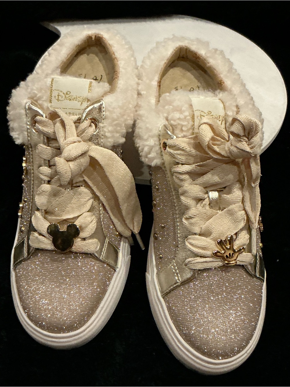 Goldie Women's Glitter Lace-Up Sneakers in Champagne Cream